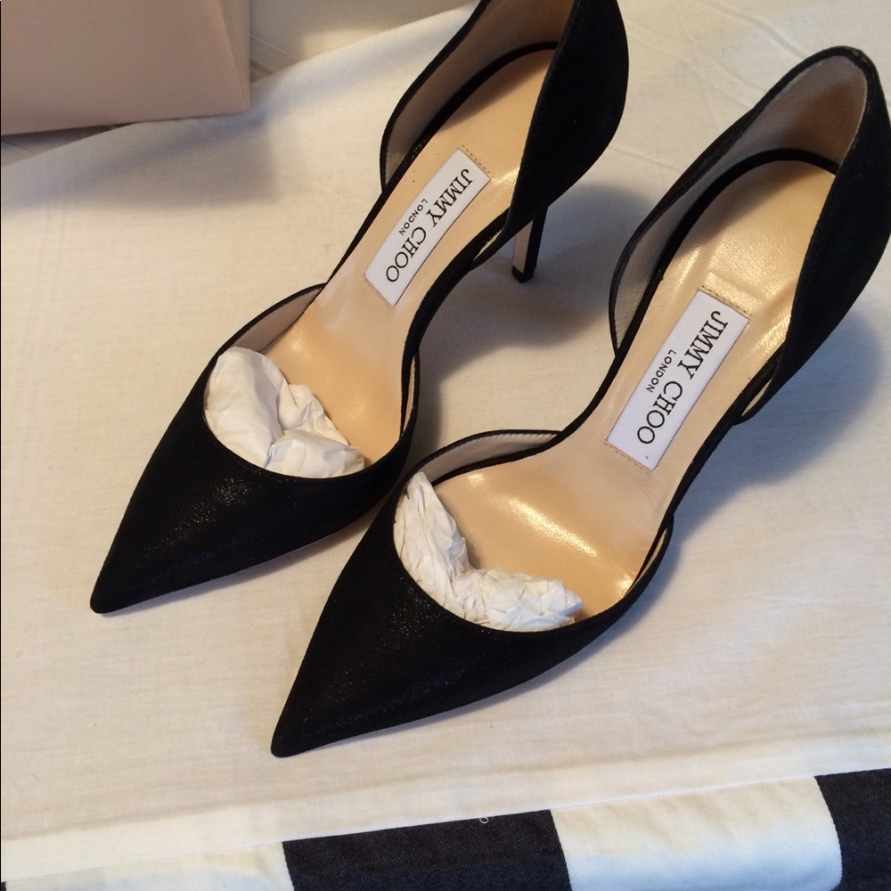 JIMMY CHOO Addison Black Shimmer d'Orsay Pumps 36 - Picture 6 of 7
